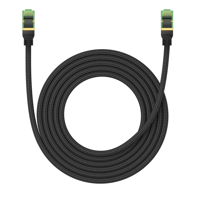 Kabel sieciowy w oplocie kat. 8 Baseus Ethernet RJ45, 40Gbps, 3m (czarny)