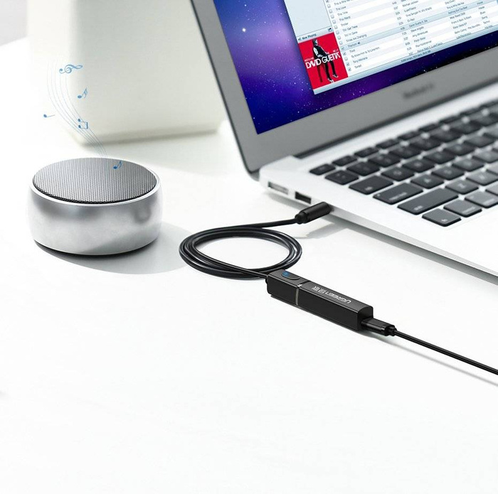 Adattatore audio wireless trasmettitore Ugreen Bluetooth 5.0 mini jack da 3,5 mm nero (40761 CM107)