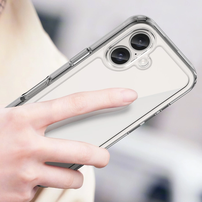 Outer Space Case mit Gelrahmen für iPhone 16 – transparent