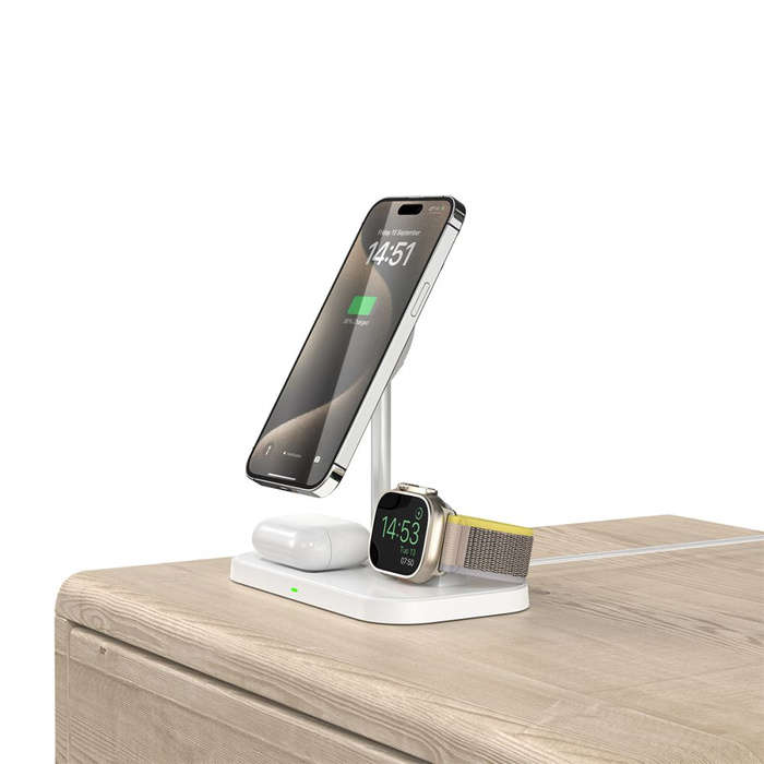 TECH-PROTECT QI15W A22 3IN1 MagNETIC MagSafe VEZETÉK NÉLKÜLI TÖLTŐ FEHÉR