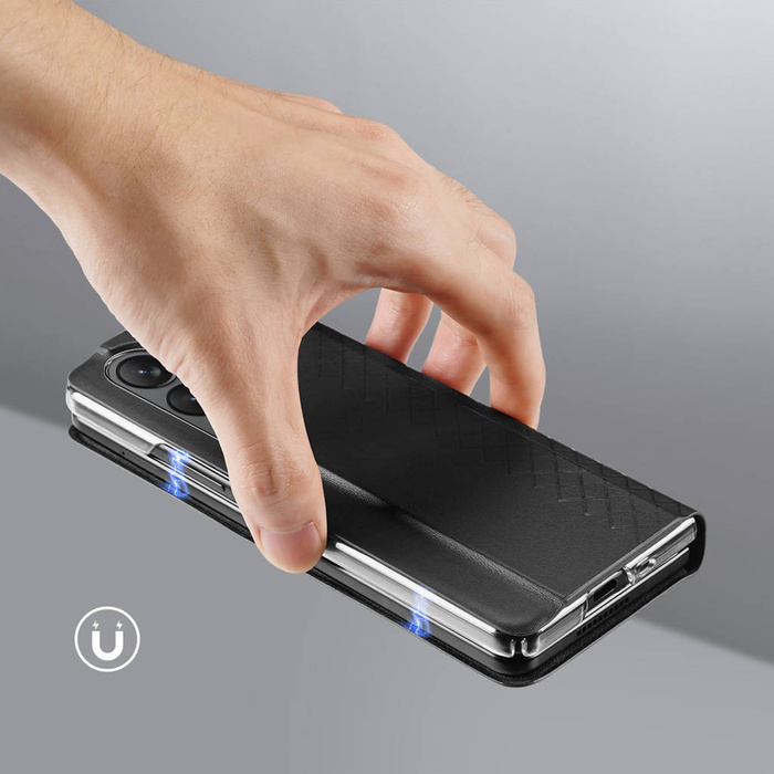 Funda De Cuero Con Tapa Dux Ducis Bril Para Samsung Galaxy Z Fold5 5G - Negro