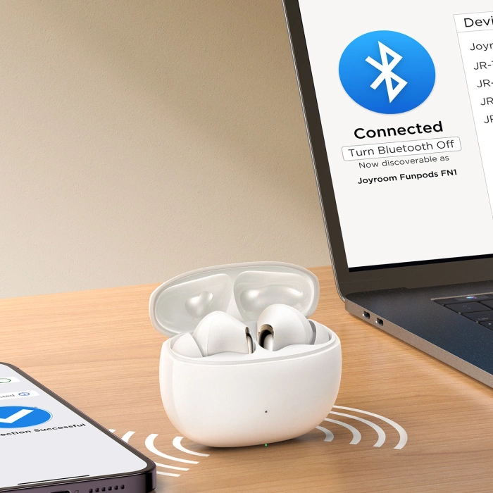 Słuchawki Joyroom Funpods JR-FN1 bezprzewodowe douszne TWS Bluetooth 5.4 ANC ENC - białe