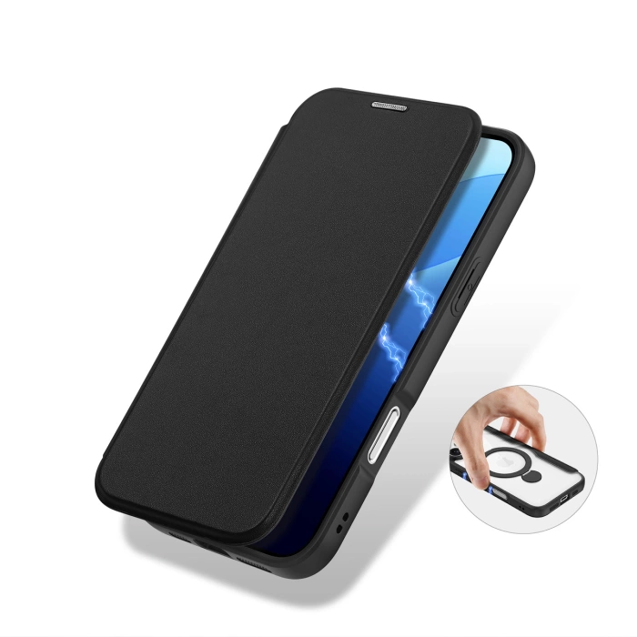 Dux Ducis Skin X Pro iPhone 16 Pro Max Case with MagSafe, Flip and Stand - Black