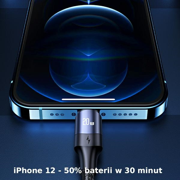 USAMS Cavo U71 USB-C a Lightning 2m 20W PD Fast Charge nero/nero SJ522USB01 (US-SJ522)