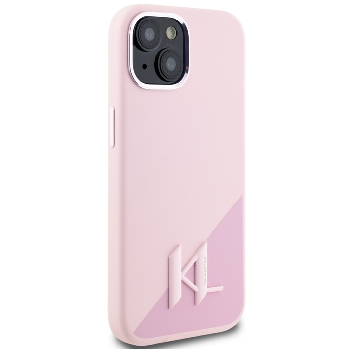 Etui Karl Lagerfeld Silicone Shadow       Metal Initial MagSafe do iPhone 15 różowy