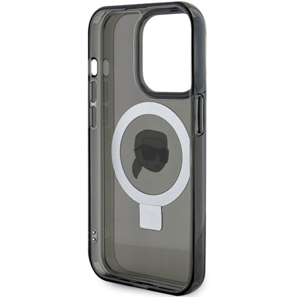 Funda Karl Lagerfeld KLHMP15LHMRSKHK iPhone 15 Pro 6,1" negro/negro durocase Soporte de anillo Karl Head MagSafe Case