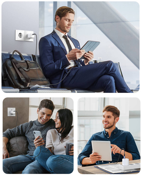 Nagy sebességű töltő GaN USB C 30W PD Ugreen Nexode Mini - Fehér