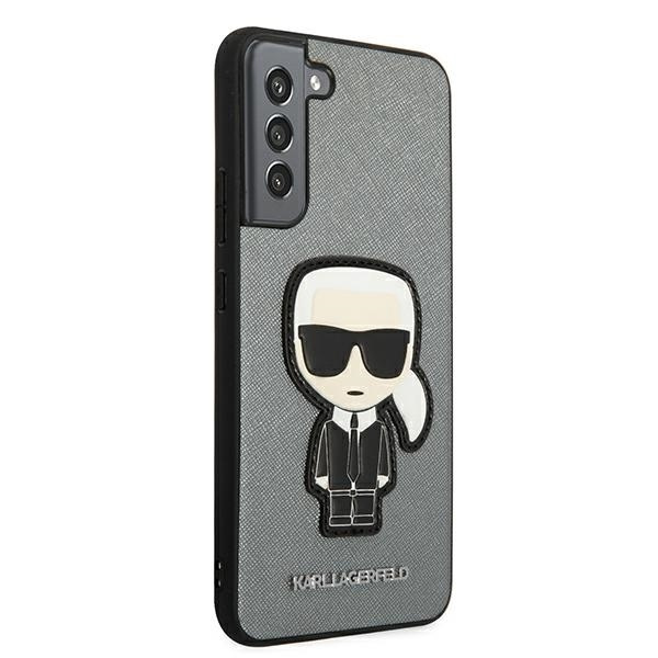 Telefontok KARL LAGERFELD Samsung Galaxy S22 Plus Saffiano Ikonik Karl Patch Silver Hardcase