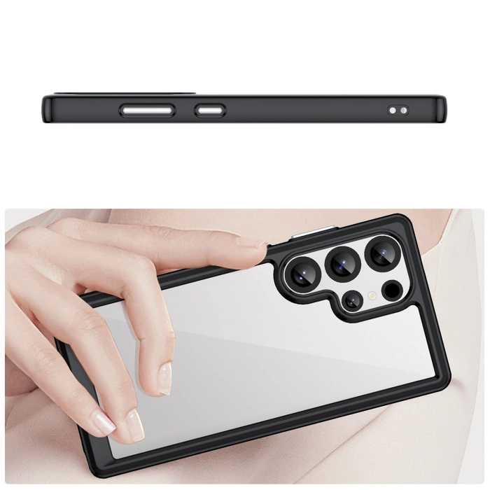 Outer Space Case Silikonhülle mit Gelrahmen für Samsung Galaxy S25 Ultra – Schwarz