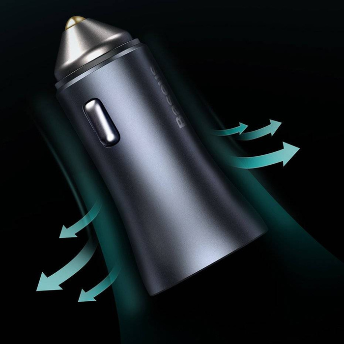 Baseus Golden Contactor Pro quick car charger USB Type C / USB 40 W Power Delivery 3.0 Quick Charge 4+ SCP FCP AFC gray (CCJD-0G)