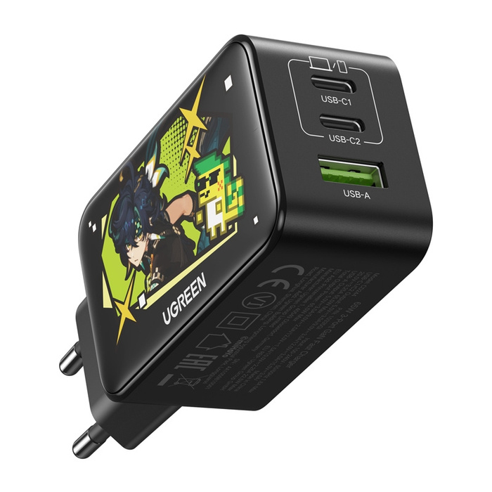 Ładowarka sieciowa Ugreen CD244 Genshin Impact Series, 65W, GaN, USB + 2x USB-C