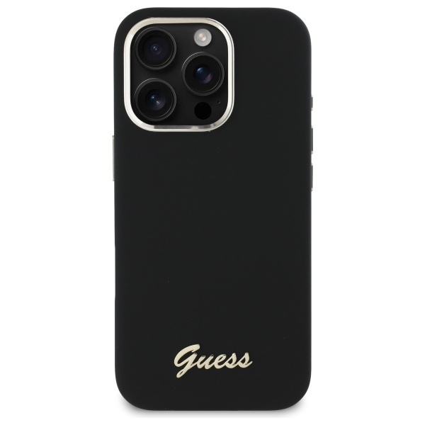 Guess GUHCP16XSMBSLK iPhone 16 Pro Max 6.9" czarny/black hardcase Silicone Script Metal Logo & Frame