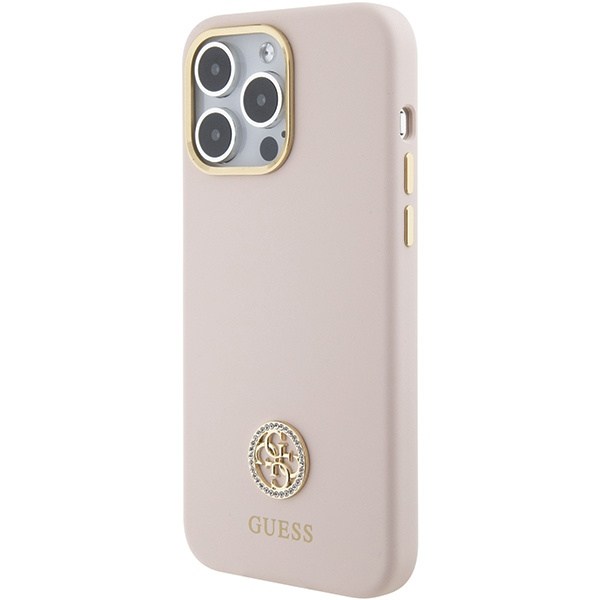 Guess GUHCP15XM4DGPP iPhone 15 Pro Max 6.7" pink/pink hardcase Silicone Logo Strass 4G