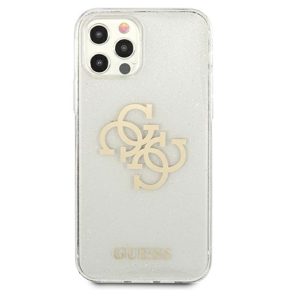 Hülle GUESS Apple iPhone 12 Pro Max Glitter 4G Big Logo Klar Hardcase