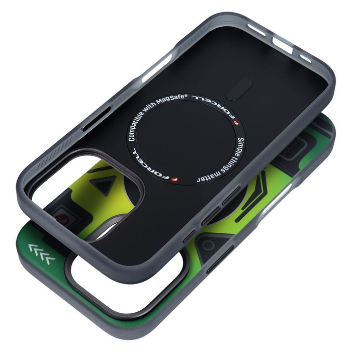 Etui na iPhone 16 PRO Forcell F-Protect Levels Dual Layer 4D technology zgodny z MagSafe Military Drop-Test cyber green