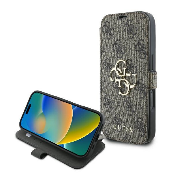 Etui Guess iPhone 16 Pro Max 6.9" brązowy/brown book 4G Metal Logo