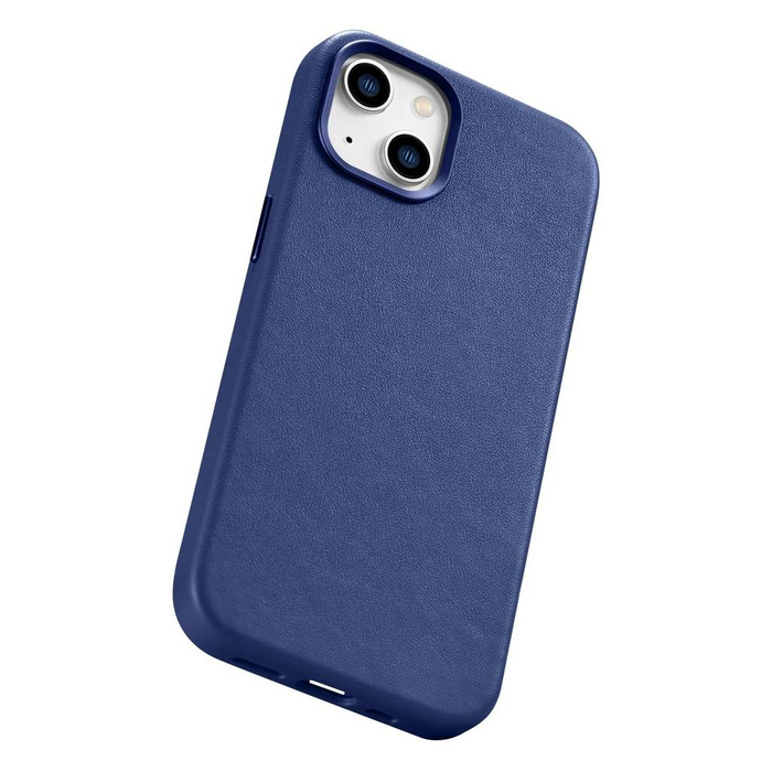 iCarer Case Leather genuine leather case cover for iPhone 14 Plus blue (MagSafe compatible)