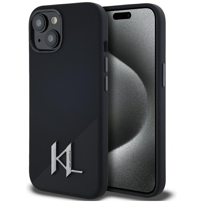 Etui Karl Lagerfeld Silicone Shadow       Metal Initial MagSafe do iPhone 15 czarny