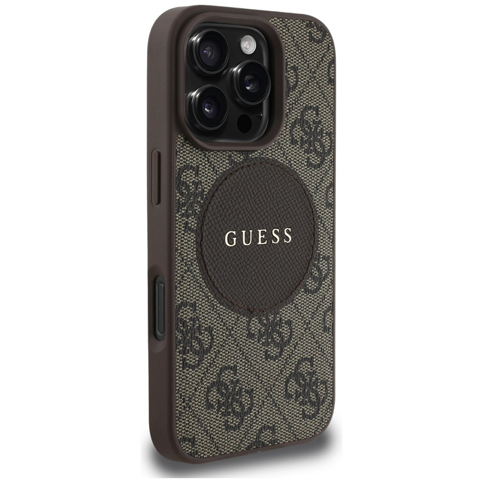 Etui Guess 4G Circle Classic Logo        MagSafe do iPhone 16 Pro brązowy