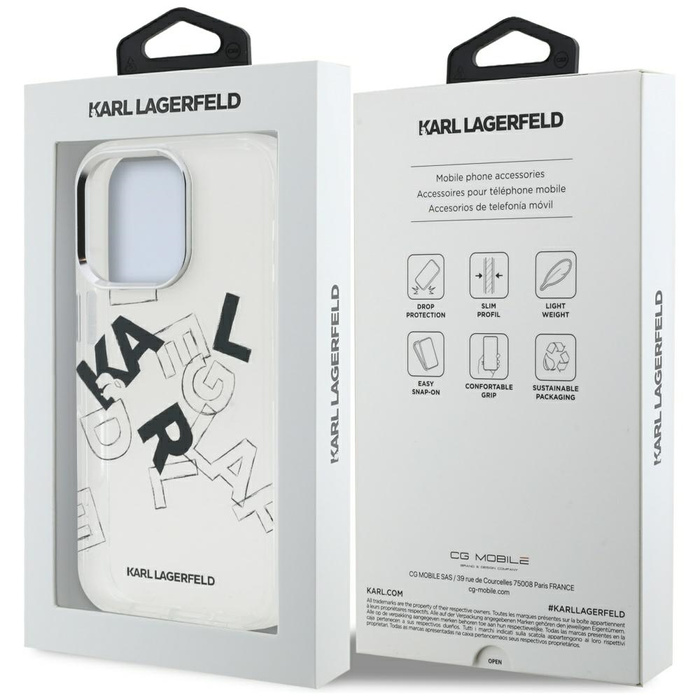 Etui Karl Lagerfeld IML Sketched Graphic do iPhone 16 Pro Max przezroczysty