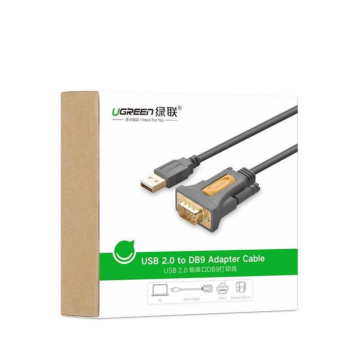 Adaptateur de prise de câble Ugreen USB - RS-232 (mâle) 2 m noir (CR104 20222)