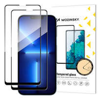 Wozinsky 2x Verre Trempé Full Glue Protecteur d'écran Super Tough Full Covered with Frame Case Friendly pour iPhone 13 Pro Max noir