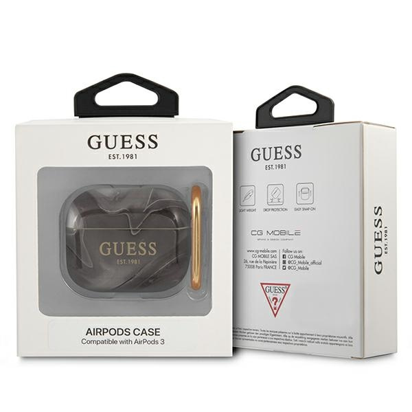 Hülle GUESS Apple AirPods 3 Marmor Kollektion Schwarz Case