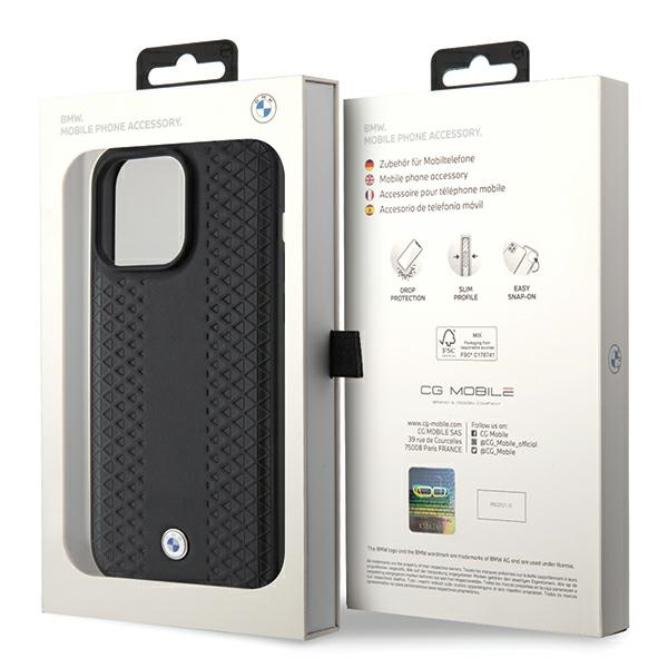Cover Bmw Bmhcp15l22rfgk IPhone 15 Pro 6,1" nero/nero in pelle motivo diamante Case