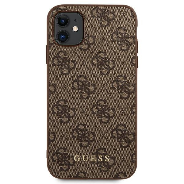 Case Guess GUHCN61G4GFBR iPhone 11 6.1" brown/brown hard case 4G Metal Gold Logo