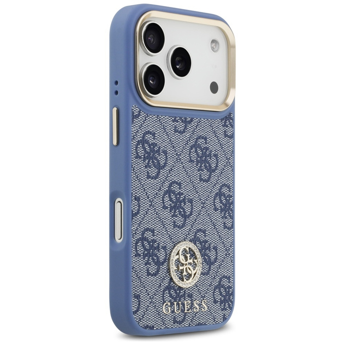 Etui Guess 4G Strass Logo MagSafe do     iPhone 17 Pro niebieski