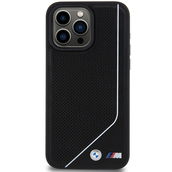 Cover Bmw Bmhmp15x23pucpk IPhone 15 Pro Max 6,7" nero/nero durocase linea ritorta perforata MagSafe Case
