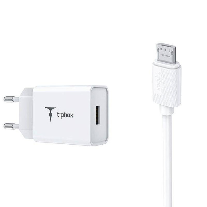 T-PHOX MINI-EU MICRO USB BIANCO 1.2M 2.4A