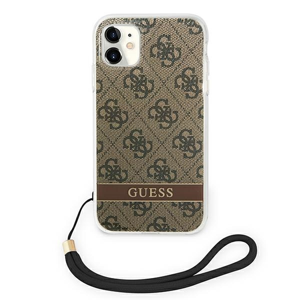 Hülle GUESS Apple iPhone 11 4G Print Strap Braun Hartcase
