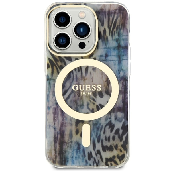 Coque Guess GUHMP14LHLEOPWB iPhone 14 Pro 6.1" bleu/bleu durcase Leopard MagSafe Case