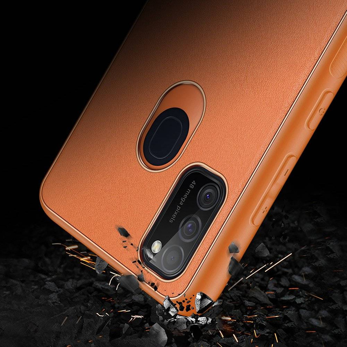 Dux Ducis Yolo elegantný kryt z ekologickej kože Samsung Galaxy M30s oranžový
