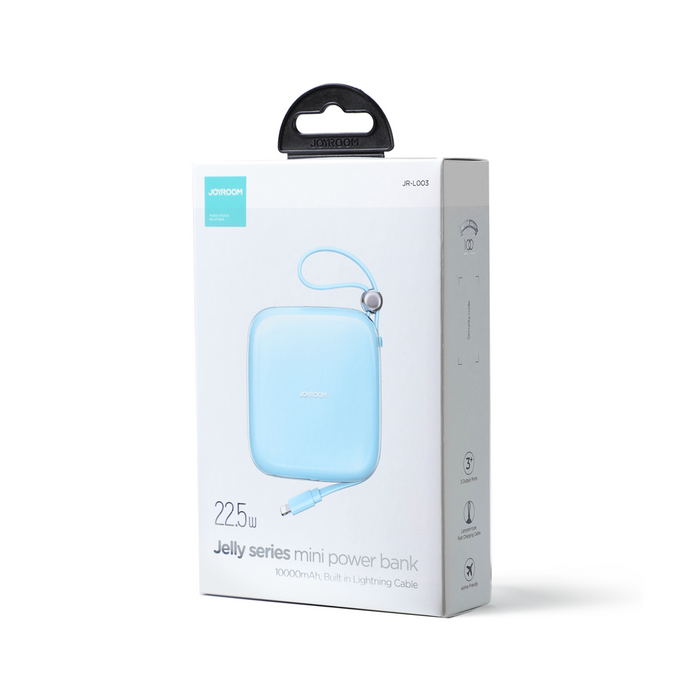 Joyroom powerbank 10000mAh Jelly Series 22.5W avec câble Lightning intégré bleu (JR-L003)