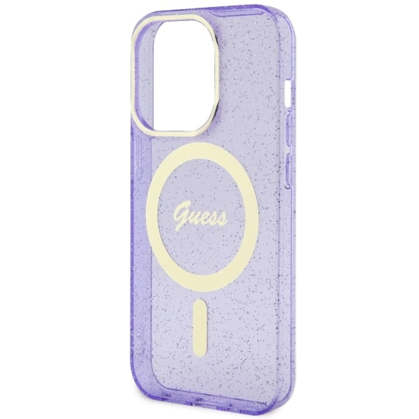 Case Guess GUHMP14LHCMCGU iPhone 14 Pro 6.1" purple/purple hardcase Glitter Gold MagSafe Case