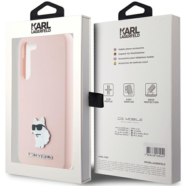 Etui Karl Lagerfeld KLHCS24MSMHCNPP S24+ S926 różowy/pink Silicone Choupette Metal Pin