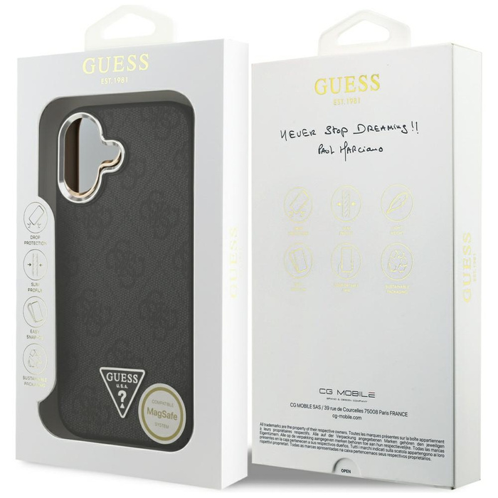 Etui Guess 4G Triangle Logo MagSafe do   iPhone 17 czarny srebrny