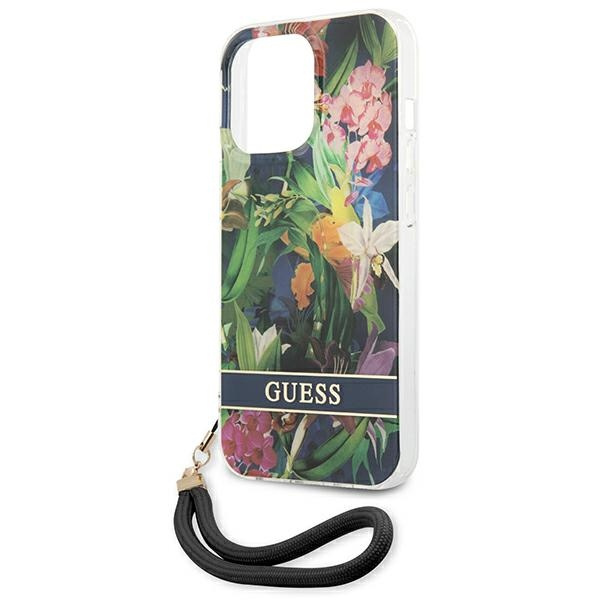 Case GUESS Apple iPhone 13 13 Pro Flower Strap Blue Hardcase
