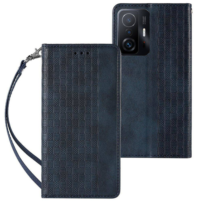 Magnet Strap Case Case pour Xiaomi Redmi Note 11 Pro Pouch Wallet + Mini Lanyard Pendentif Bleu