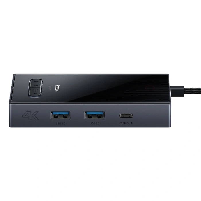 Hub USB-C 8w1 Baseus PioneerJoy HDMI 4K@60Hz + HDMI 4K@30Hz + DisplayPort 8K@30Hz + VGA + 2 x USB-A 3.0 + 2 x USB-C - szary