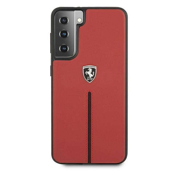 Coque FERRARI Samsung Galaxy S21 G991 Off Track Cuir Nylon Stripe FEOSIHCS21SRE Red Hardcase