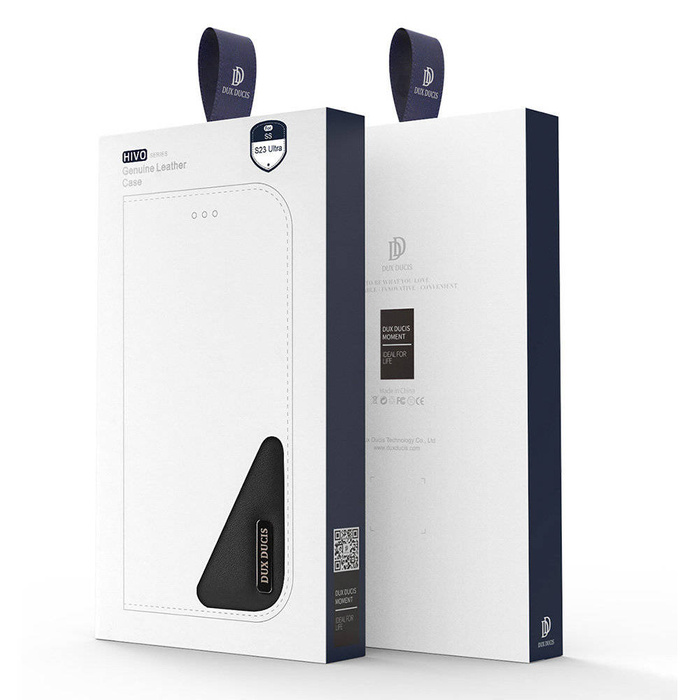 Custodia Dux Ducis Hivo per Samsung Galaxy S23 Ultra Flip Cover Wallet Stand Blocco RFID Marrone