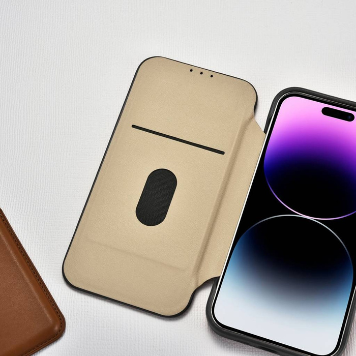 iCarer CE Premium Leather Folio Case iPhone 14 Pro Flip Magnetic MagSafe Negro (WMI14220714-BK)