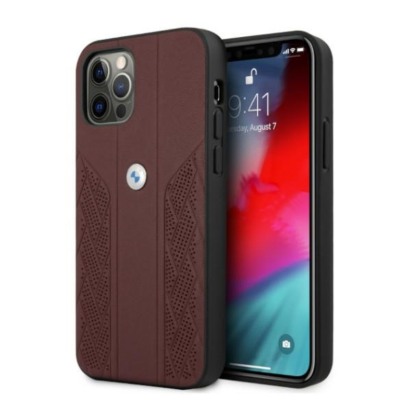 Cover BMW Apple iPhone 12 Pro Max Leather Curve Perforate Red Hardcase