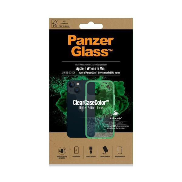 PanzerGlass ClearCase iPhone 13 Mini 5.4" Antibakteriell Militärische Qualität Lime 0329