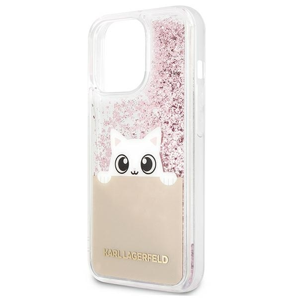 Case KARL LAGERFELD Apple iPhone 13 Pro Max Peek A Boo Liquid Glitter Pink Hardcase