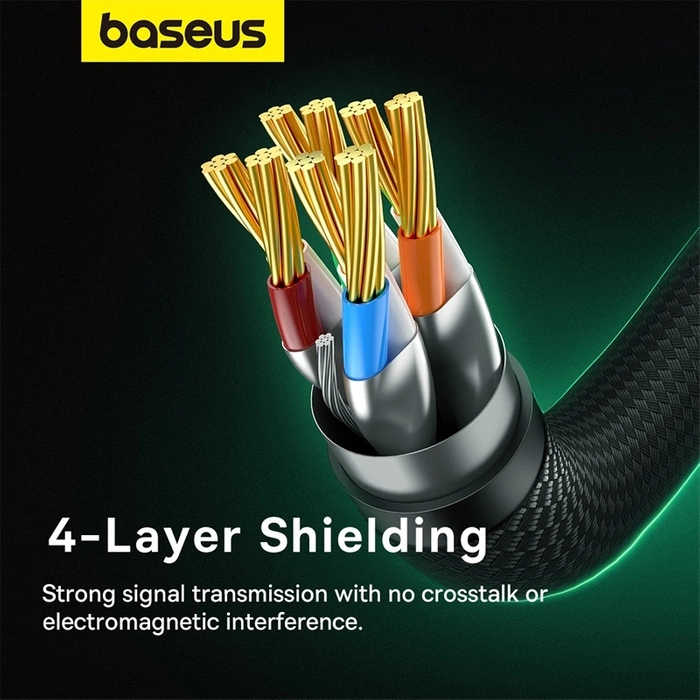 Kabel sieciowy w oplocie kat. 8 Baseus Ethernet RJ45, 40Gbps, 5m (czarny)