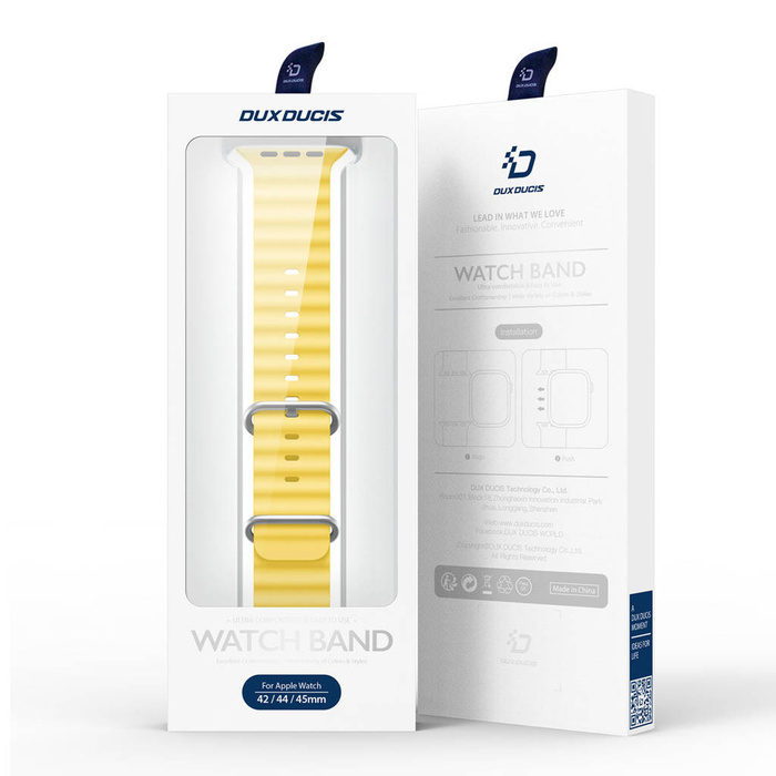 Bracelet de Watch Dux Ducis Strap 8/7/6/5/4/3/2/SE (45/44/42mm) Bracelet en silicone jaune (version OceanWave)